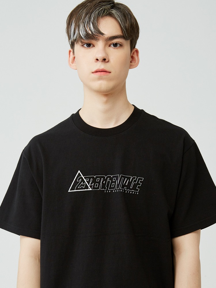 25P TRIANGLE GLITTER LOGO T-SHIRT [black]_반팔 티셔츠