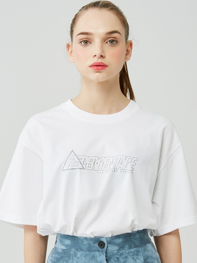 25P TRIANGLE GLITTER LOGO T-SHIRT [white]_반팔 티셔츠